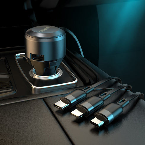 Hoco S27 Car charger With 3 In1 Cable + Usb